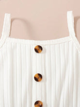 Young Girls Suspenders Fashion Flower Print Solid Color Button Casual Dress